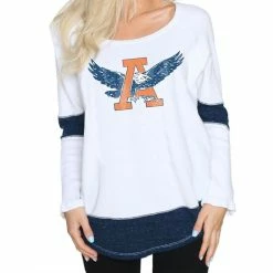 Discount 🔔 Women's Original Retro Brand White Auburn Tigers Contrast Boyfriend Thermal Long Sleeve T-Shirt 🔔