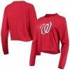 Buy ⭐ Women's New Era Red Washington Nationals Baby Jersey Cropped Long Sleeve T-Shirt 😉 -women‘s clothing store unnamed file 1009