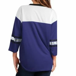 New ✨ Women's G-III 4Her By Carl Banks Purple/White Baltimore Ravens Double Team 3/4-Sleeve Lace-Up T-Shirt ✨ -women‘s clothing store unnamed file 1037
