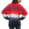 Best Sale 🎁 Women's Red Gonzaga Bulldogs Ombre Long Sleeve Dip-Dyed Spirit Jersey 🔔