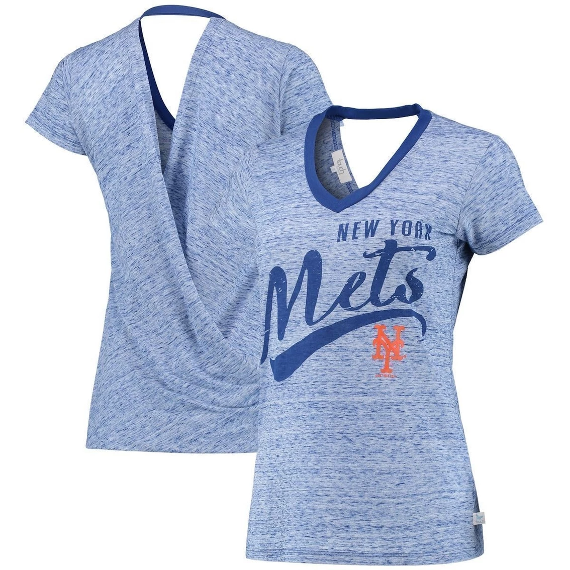 New ❤️ Women's Touch Royal New York Mets Hail Mary V-Neck Back Wrap T-Shirt ✔️ 4 New ❤️ Women's Touch Royal New York Mets Hail Mary V-Neck Back Wrap T-Shirt ✔️ - Image 2