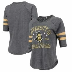 Wholesale ✔️ Women's Pressbox Black UCF Knights Jade Vintage Washed 3/4-Sleeve Jersey T-Shirt ❤️