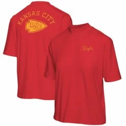 Wholesale 😍 Women's Junk Food Red Kansas City Chiefs Half-Sleeve Mock Neck T-Shirt 🎁