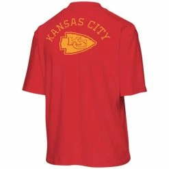 Wholesale 😍 Women's Junk Food Red Kansas City Chiefs Half-Sleeve Mock Neck T-Shirt 🎁 -women‘s clothing store unnamed file 1081