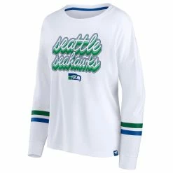 Outlet 👏 Women's Fanatics Branded White Seattle Seahawks Retro Power Long Sleeve T-Shirt 😍 -women‘s clothing store unnamed file 1107