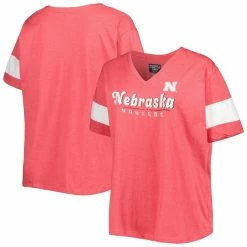Promo 🎉 Profile 👩 Women's Scarlet Nebraska Huskers Plus Size Give It All V-Neck T-Shirt ✔️ -women‘s clothing store unnamed file 1120