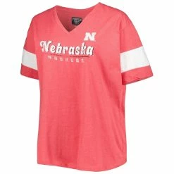Promo 🎉 Profile 👩 Women's Scarlet Nebraska Huskers Plus Size Give It All V-Neck T-Shirt ✔️ -women‘s clothing store unnamed file 1121