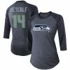 Promo ⭐ Majestic Threads 👩 Women's Fanatics Branded DK Metcalf College Navy Seattle Seahawks Team Player Name & Number Tri-Blend Raglan 3/4-Sleeve T-Shirt 😀 -women‘s clothing store unnamed file 1134