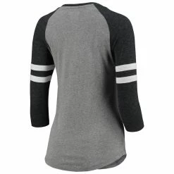 Promo 🤩 Women's New Era Heathered Gray New Orleans Saints Throwback Raglan 3/4-Sleeve Lace-Up T-Shirt ⭐ -women‘s clothing store unnamed file 1157