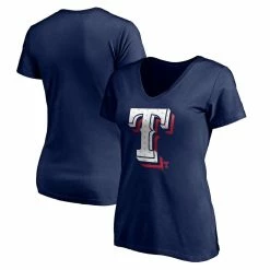 Best Sale ✨ Women's Fanatics Branded Navy Texas Rangers Red White & Team V-Neck T-Shirt ⭐
