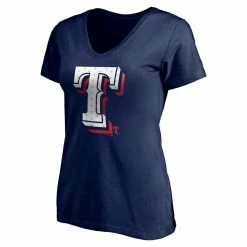 Best Sale ✨ Women's Fanatics Branded Navy Texas Rangers Red White & Team V-Neck T-Shirt ⭐ -women‘s clothing store unnamed file 1178