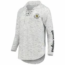 Best reviews of ❤️ Women's Pressbox Gray Army Black Knights Space Dye Lace-Up V-Neck Raglan Long Sleeve T-Shirt 🥰 -women‘s clothing store unnamed file 1182