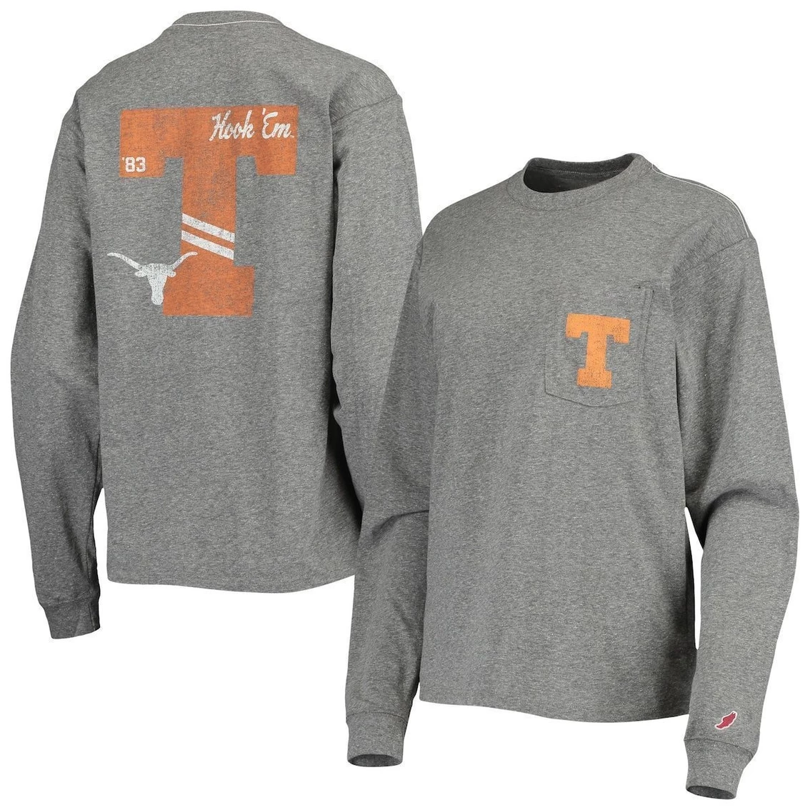 Budget β Women's League Collegiate Wear Heathered Gray Texas Longhorns Pocket Oversized Long Sleeve T-Shirt π 4 Budget β Women's League Collegiate Wear Heathered Gray Texas Longhorns Pocket Oversized Long Sleeve T-Shirt π - Image 2