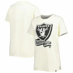 Hot Sale 👍 Women's New Era Cream Las Vegas Raiders Chrome Sideline T-Shirt 👏