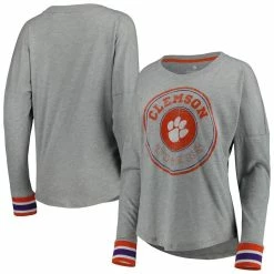 Outlet 🔥 Women's Colosseum Heathered Gray Clemson Tigers Andy Long Sleeve T-Shirt ❤️