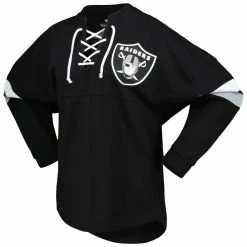 Cheap 😍 Women's Fanatics Branded Black Las Vegas Raiders Spirit Jersey Lace-Up V-Neck Long Sleeve T-Shirt 🔔 -women‘s clothing store unnamed file 1212
