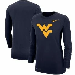 Deals 🔔 Women's Nike Navy West Virginia Mountaineers Logo Performance Long Sleeve T-Shirt 🛒
