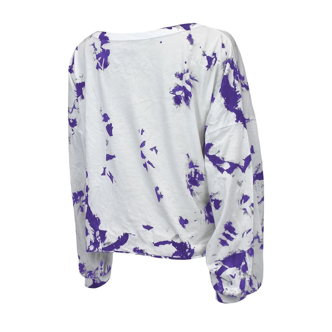 Coupon 🥰 Women's Majestic Threads White Los Angeles Lakers Aquarius Tie-Dye Cropped V-Neck Long Sleeve T-Shirt ✨ 6 Coupon 🥰 Women's Majestic Threads White Los Angeles Lakers Aquarius Tie-Dye Cropped V-Neck Long Sleeve T-Shirt ✨ - Image 4