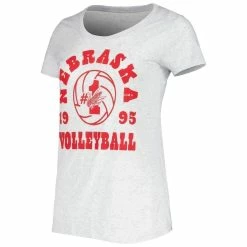 Outlet ⭐ Women's Homefield Ash Nebraska Huskers Vintage Volleyball Tri-Blend T-Shirt ❤️ -women‘s clothing store unnamed file 1258