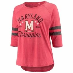 Wholesale ✔️ Women's Pressbox Heathered Red Maryland Terrapins Plus Size Jade Vintage Washed 3/4-Sleeve Jersey T-Shirt 🧨 -women‘s clothing store unnamed file 1270