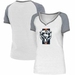 Budget 🧨 Women's New Era White/Gray Chicago Bears Training Camp Raglan V-Neck T-Shirt 👏 -women‘s clothing store unnamed file 1273
