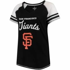 Cheapest 🔥 Women's Soft As A Grape Black San Francisco Giants Plus Sizes Three Out Color Blocked Raglan Sleeve T-Shirt 🥰 -women‘s clothing store unnamed file 1291
