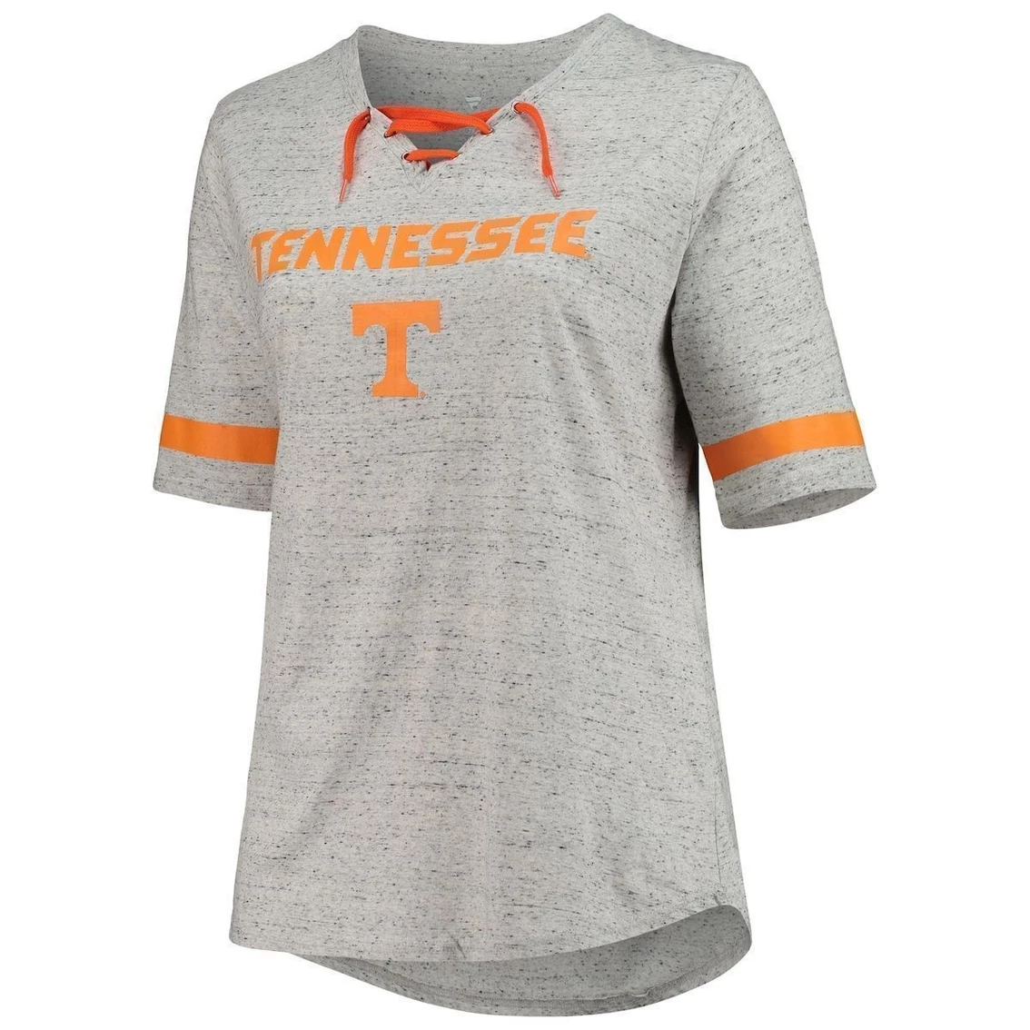 Promo β Profile π© Women's Heathered Gray Tennessee Volunteers Plus Size Lace-Up V-Neck T-Shirt π 5 Promo β Profile π© Women's Heathered Gray Tennessee Volunteers Plus Size Lace-Up V-Neck T-Shirt π - Image 3