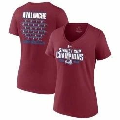 Cheapest 👏 Women's Fanatics Branded Burgundy Colorado Avalanche 2022 Stanley Cup Champions Plus Size Roster V-Neck T-Shirt 🌟