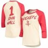 Budget 😀 Women's Fanatics Branded John Wall Cream Houston Rockets NBA 3/4-Sleeve Raglan T-Shirt 💯 -women‘s clothing store unnamed file 1341