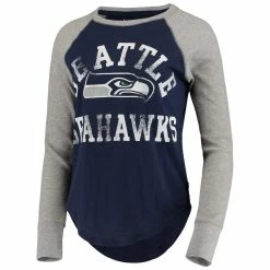 Best Sale ✨ Women's Touch Navy Seattle Seahawks Waffle Raglan Long Sleeve T-Shirt 🔥 -women‘s clothing store unnamed file 1351