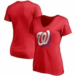 Coupon ⌛ Women's Fanatics Branded Red Washington Nationals Red White & Team V-Neck T-Shirt 😀 -women‘s clothing store unnamed file 1354