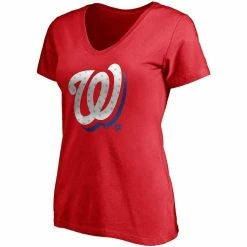 Coupon ⌛ Women's Fanatics Branded Red Washington Nationals Red White & Team V-Neck T-Shirt 😀 -women‘s clothing store unnamed file 1355