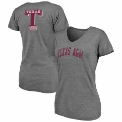 Best deal ⭐ Women's Fanatics Branded Heathered Gray Texas A&M Aggies Slab Serif 2-Hit V-Neck Tri-Blend T-Shirt 🥰