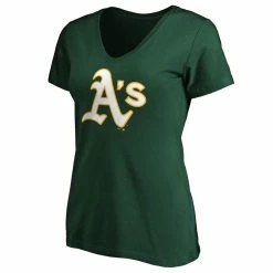 Cheapest 🤩 Women's Fanatics Branded Green Oakland Athletics Core Official Logo V-Neck T-Shirt 😍 -women‘s clothing store unnamed file 1363