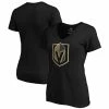 Flash Sale ❤️ Women's Fanatics Branded Black Vegas Golden Knights Primary Logo V-Neck T-Shirt 🎁 -women‘s clothing store unnamed file 1405