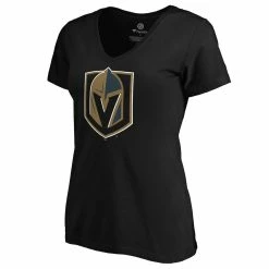Flash Sale ❤️ Women's Fanatics Branded Black Vegas Golden Knights Primary Logo V-Neck T-Shirt 🎁 -women‘s clothing store unnamed file 1407