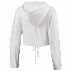 New 😉 Summit Sportswear 👩 Women's White LSU Tigers Poppy Cinched Cropped Hoodie Long Sleeve T-Shirt 👏 -women‘s clothing store unnamed file 1416