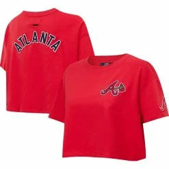 Promo 👏 Women's Pro Standard Red Atlanta Braves Classic Team Boxy Cropped T-Shirt ✨