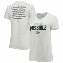 Best Pirce 🤩 Women's Adidas White Georgia Tech Yellow Jackets More Is Possible T-Shirt ✔️