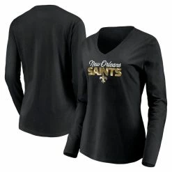 Best Pirce 🎁 Women's Fanatics Branded Black New Orleans Saints Highly Valued Long Sleeve V-Neck T-Shirt 🎉