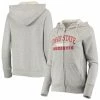 Best Pirce 🎉 Women's Champion Heathered Gray Ohio State Buckeyes University Full-Zip Raglan Hoodie 👏 -women‘s clothing store unnamed file 1495
