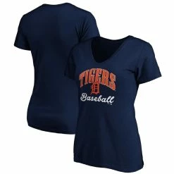 Promo 🎁 Women's Fanatics Branded Navy Detroit Tigers Victory Script V-Neck T-Shirt ⭐ -women‘s clothing store unnamed file 1498