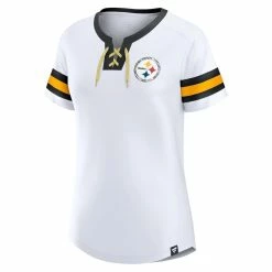 Promo ✨ Women's Fanatics Branded White Pittsburgh Steelers Sunday Best Lace-Up T-Shirt 😍 -women‘s clothing store unnamed file 1503