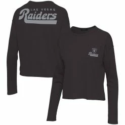 Deals ❤️ Women's Junk Food Black Las Vegas Raiders Pocket Thermal Long Sleeve T-Shirt 🧨