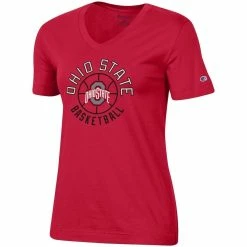 Budget 🌟 Women's Champion Scarlet Ohio State Buckeyes 🏀 Basketball V-Neck T-Shirt 😍 -women‘s clothing store unnamed file 1539