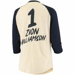 Cheap 💯 Women's Fanatics Branded Zion Williamson Cream New Orleans Pelicans Raglan 3/4-Sleeve T-Shirt 👍 -women‘s clothing store unnamed file 1544