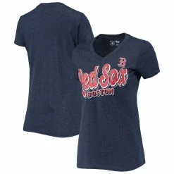 Coupon ✔️ Women's G-III 4Her By Carl Banks Heathered Navy Boston Red Sox First Place V-Neck T-Shirt 😀
