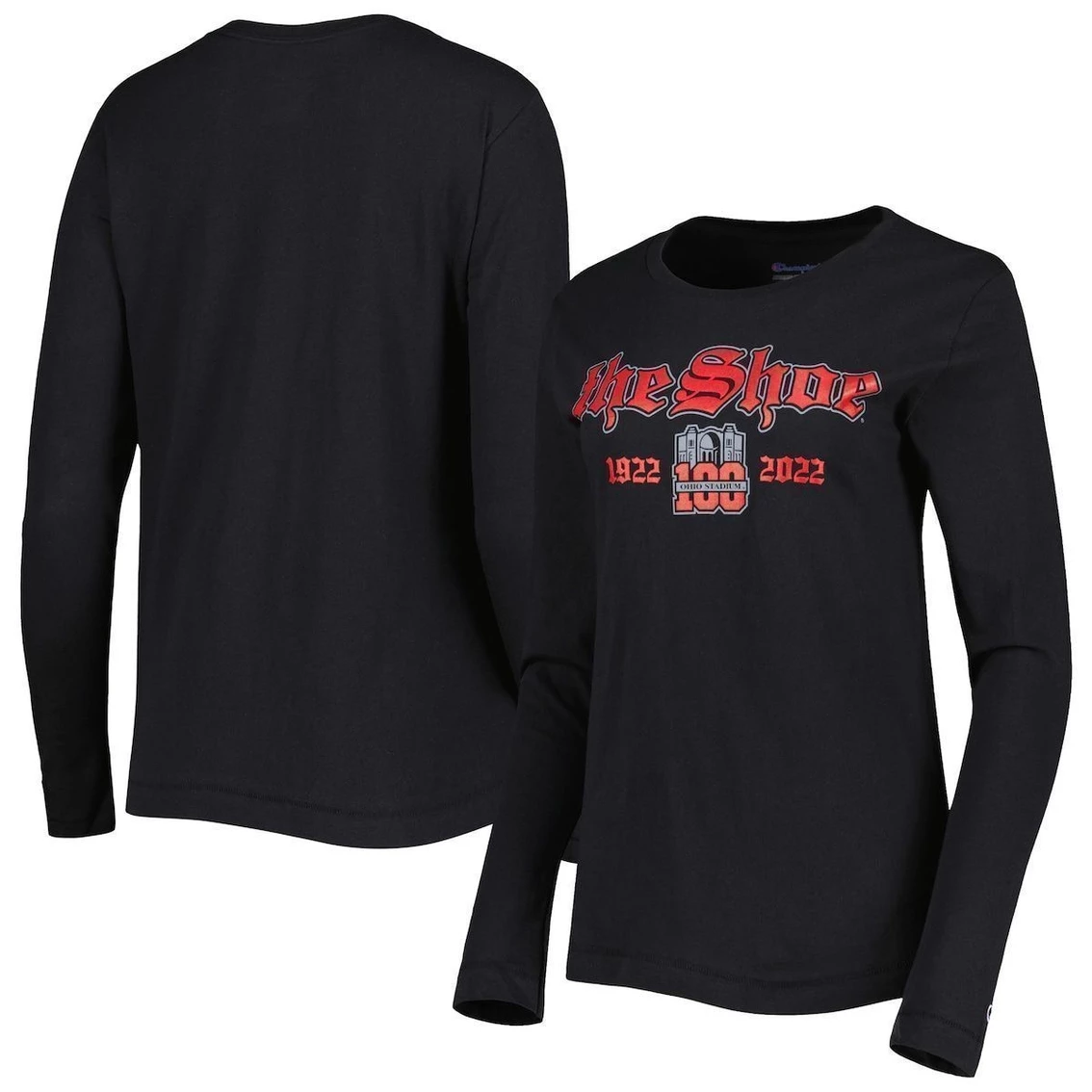 Top 10 π Women's Champion Black Ohio State Buckeyes 100th Anniversary The π Shoe Long Sleeve T-Shirt π₯ 4 Top 10 π Women's Champion Black Ohio State Buckeyes 100th Anniversary The π Shoe Long Sleeve T-Shirt π₯ - Image 2