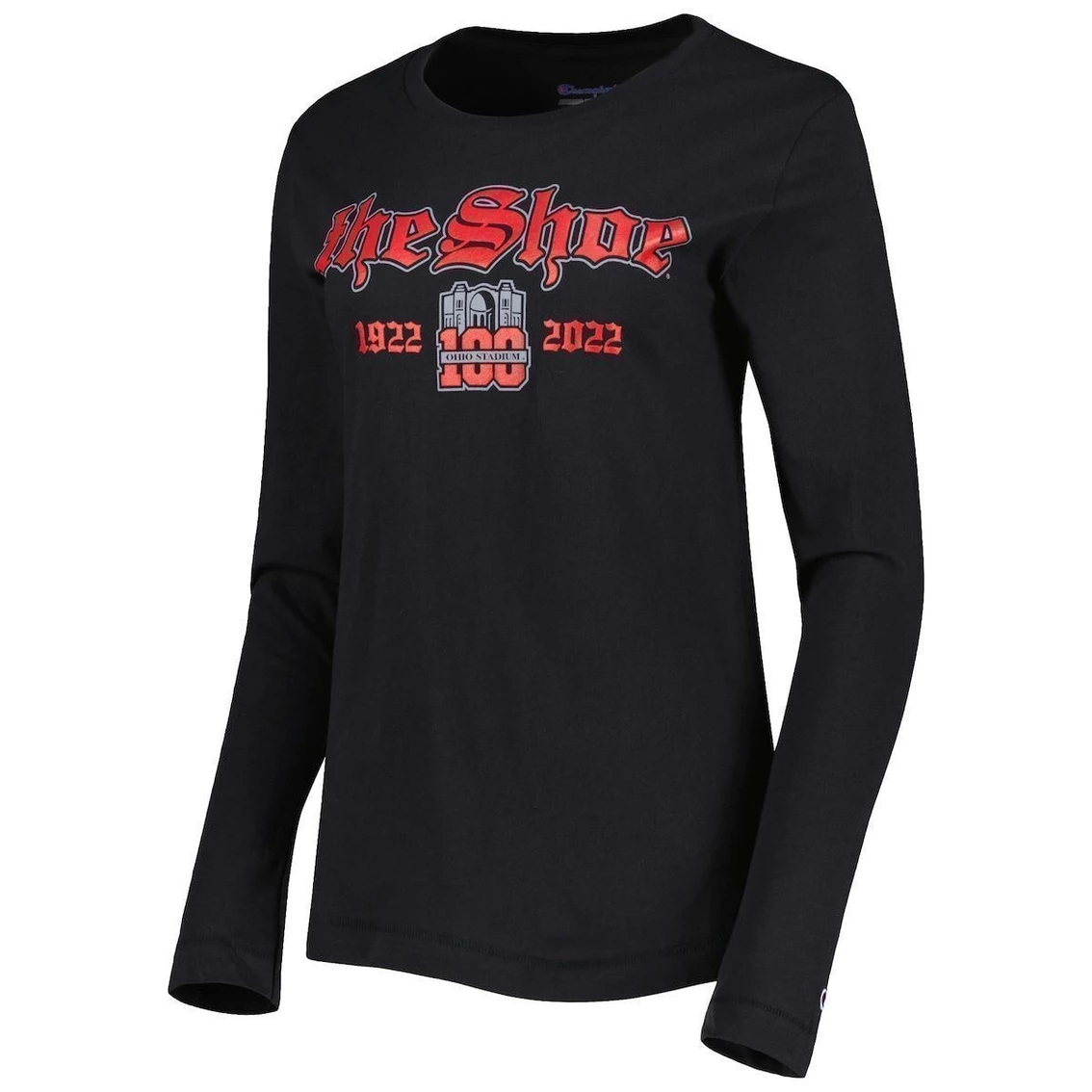 Top 10 π Women's Champion Black Ohio State Buckeyes 100th Anniversary The π Shoe Long Sleeve T-Shirt π₯ 5 Top 10 π Women's Champion Black Ohio State Buckeyes 100th Anniversary The π Shoe Long Sleeve T-Shirt π₯ - Image 3