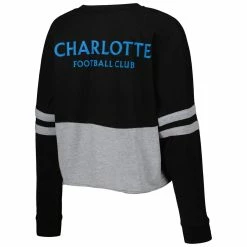 Discount 😀 Boxercraft 👩 Women's Black Charlotte FC Cropped Retro Jersey Long Sleeve T-Shirt 💯 -women‘s clothing store unnamed file 1568